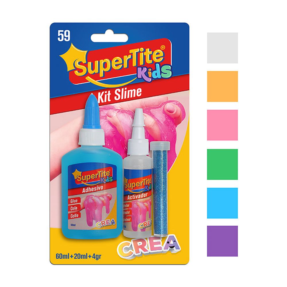Kit slime, blister 60 ml x 20 ml x 4 g. colores / modelos surtidos