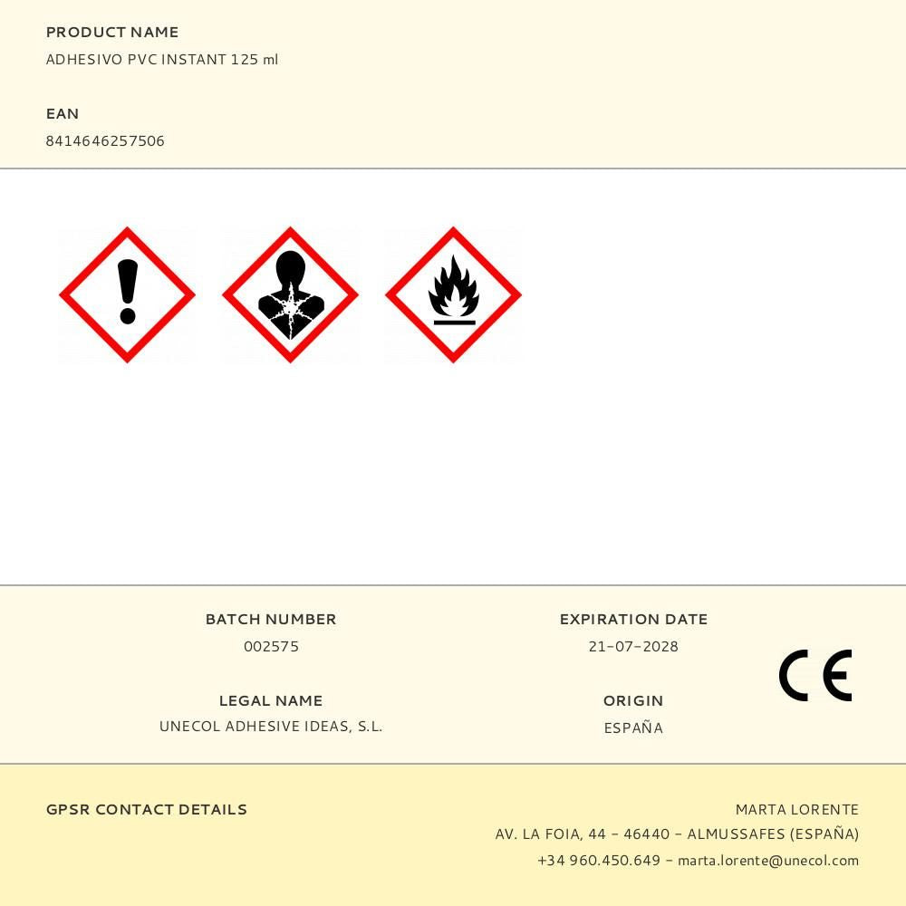 Adhesivo pvc instant 125 ml