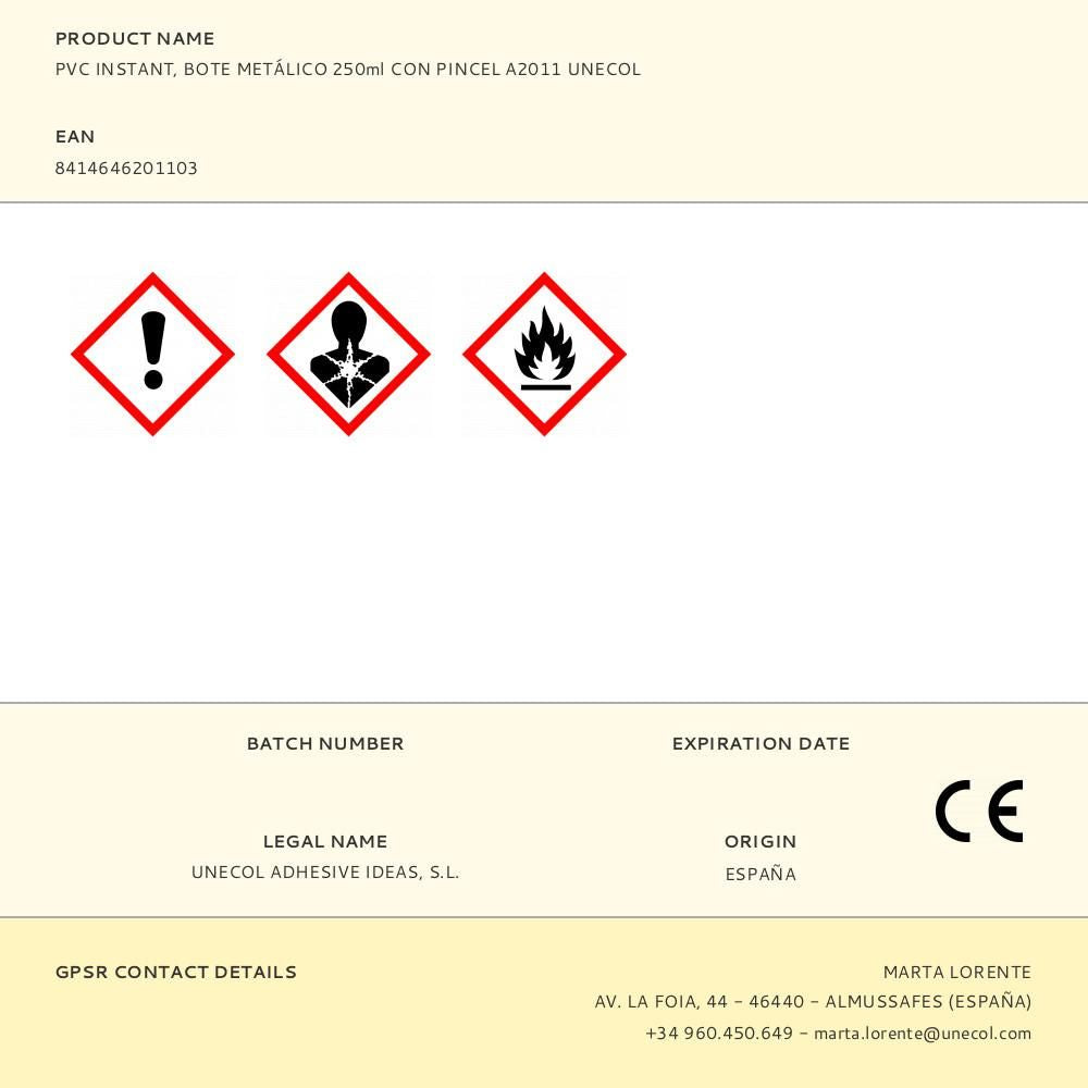 Adhesivo pvc instant bote con pincel 250 ml