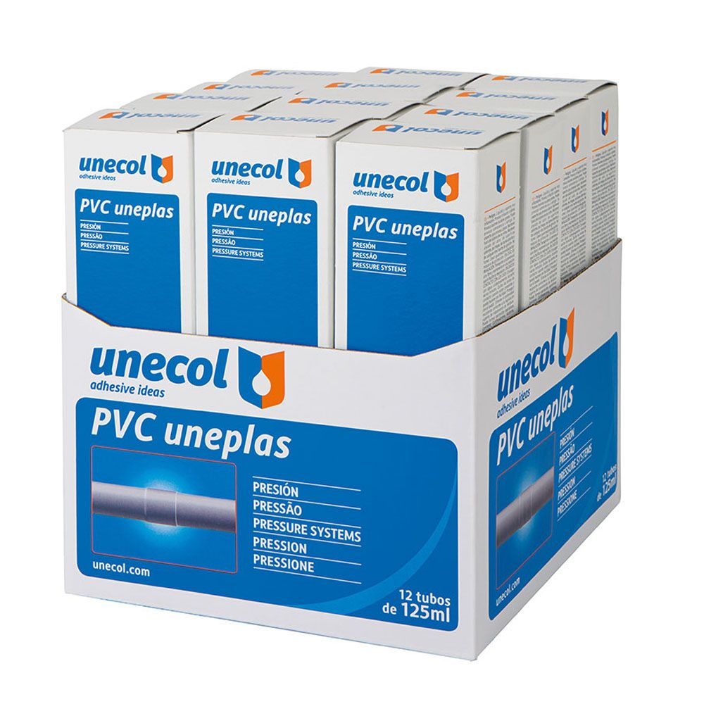 Adhesivo pvc uneplas tubo 125 ml estuche + dispensador