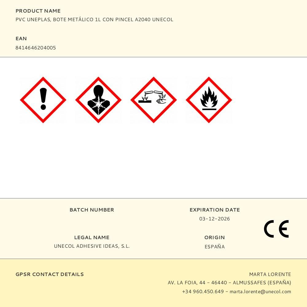 Adhesivo pvc uneplas bote con pincel 1 l