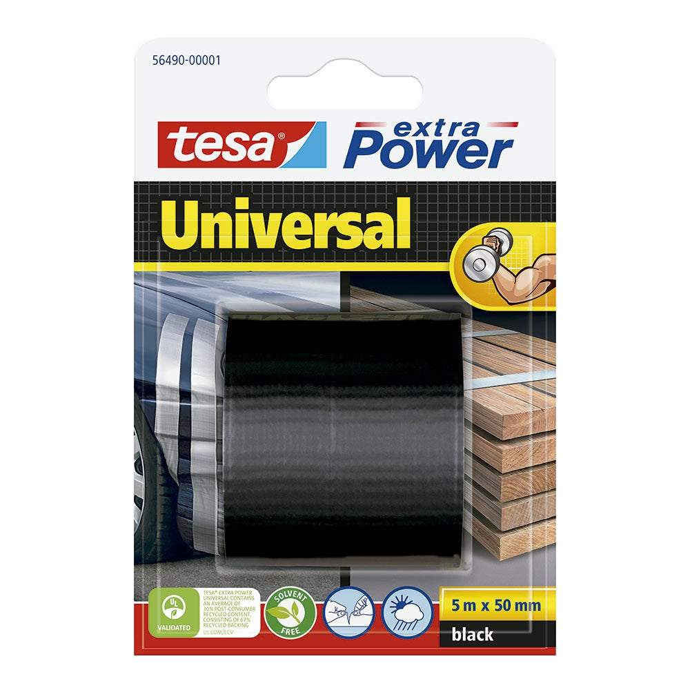 Cinta americana extra power universal negra, 50 mm x 5 m