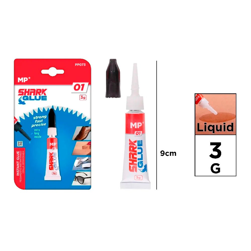 Pegamento cianocrilato instantáneo shark glue 01, 3 g, blister