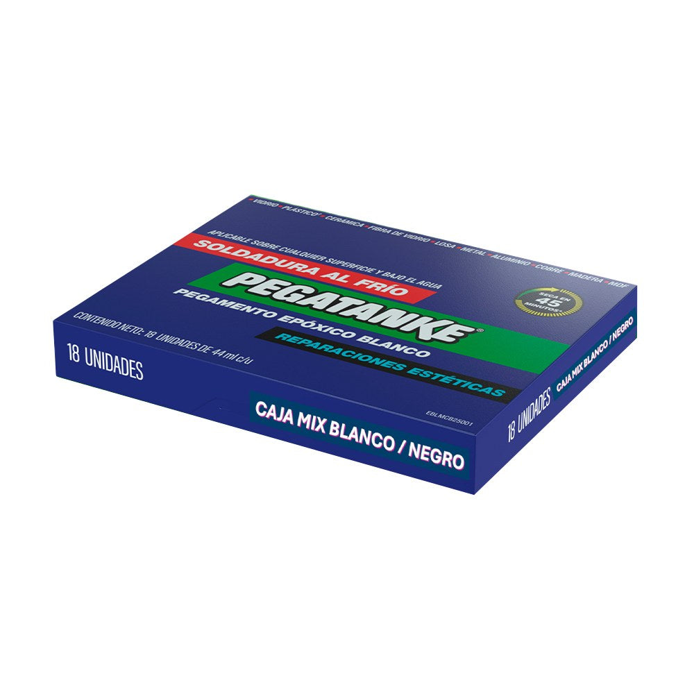 Caja mix epóxico profesional bicomponente blanco y negro, castellano, 18 uds
