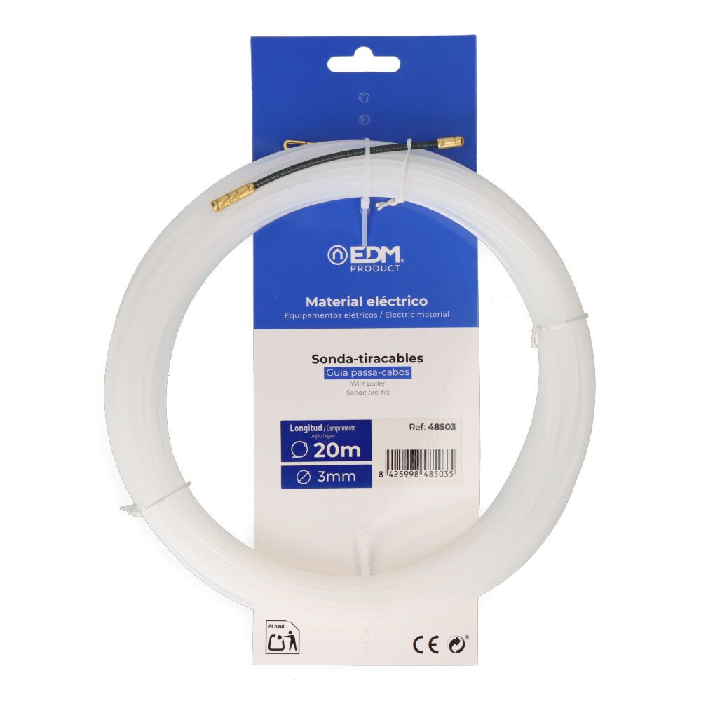 Sonda pasacables guía, nylon, 20 m x 3 mm