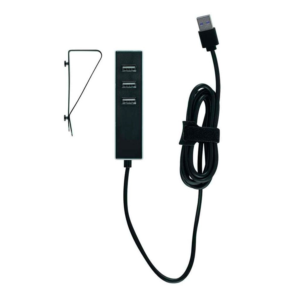 Adaptador 3 conectores usb a con fijación 1,5 m negro