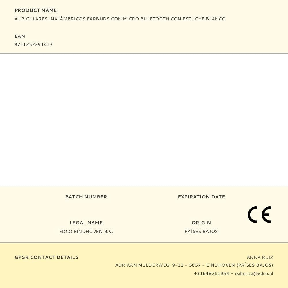 Auriculares inalámbricos earbuds con micro bluetooth con estuche blanco