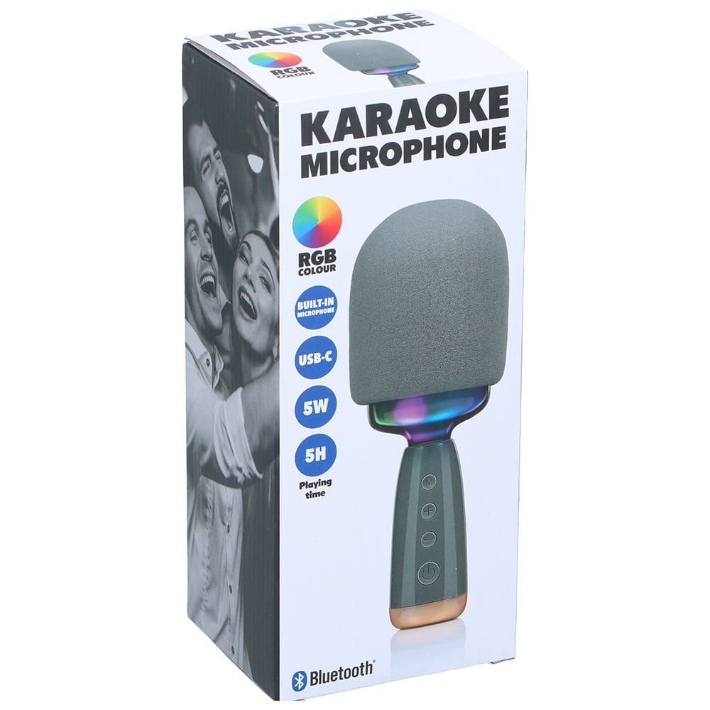 Micrófono karaoke con altavoz, 5 w - 7,5 x 7,5 x 22 cm