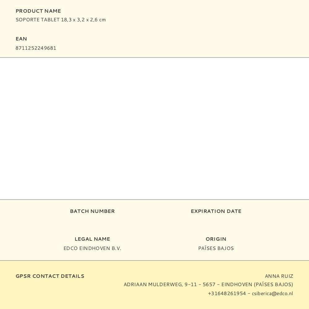 Soporte tablet 18,3 x 3,2 x 2,6 cm