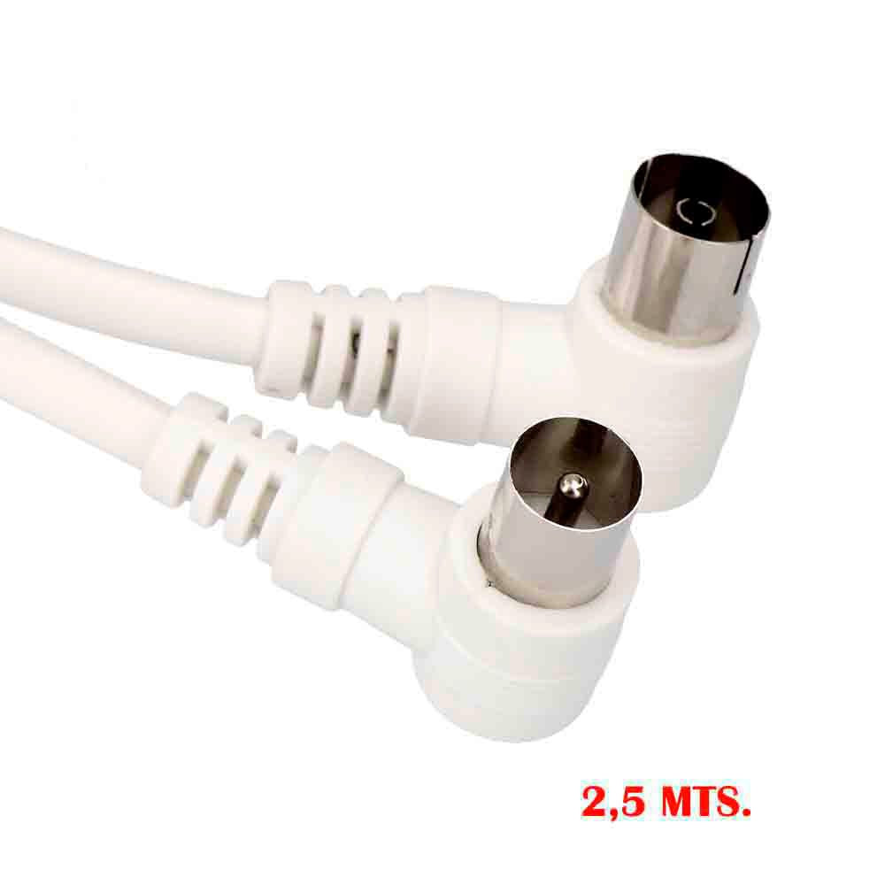 Prolongación tv acodada 9,5 mm 2,5m envasada blanca