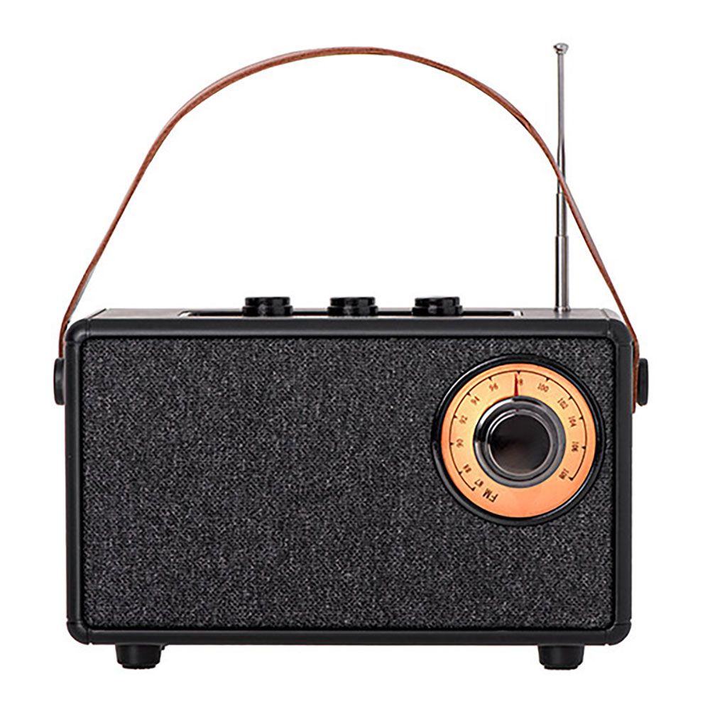 Radio fm recargable con bluetooth cr 1902 negra, 16 x 7 x 10,5 cm