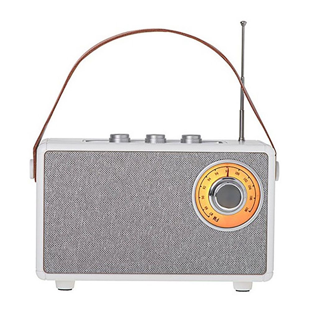 Radio fm recargable con bluetooth cr 1902 blanca, 16 x 7 x 10,5 cm