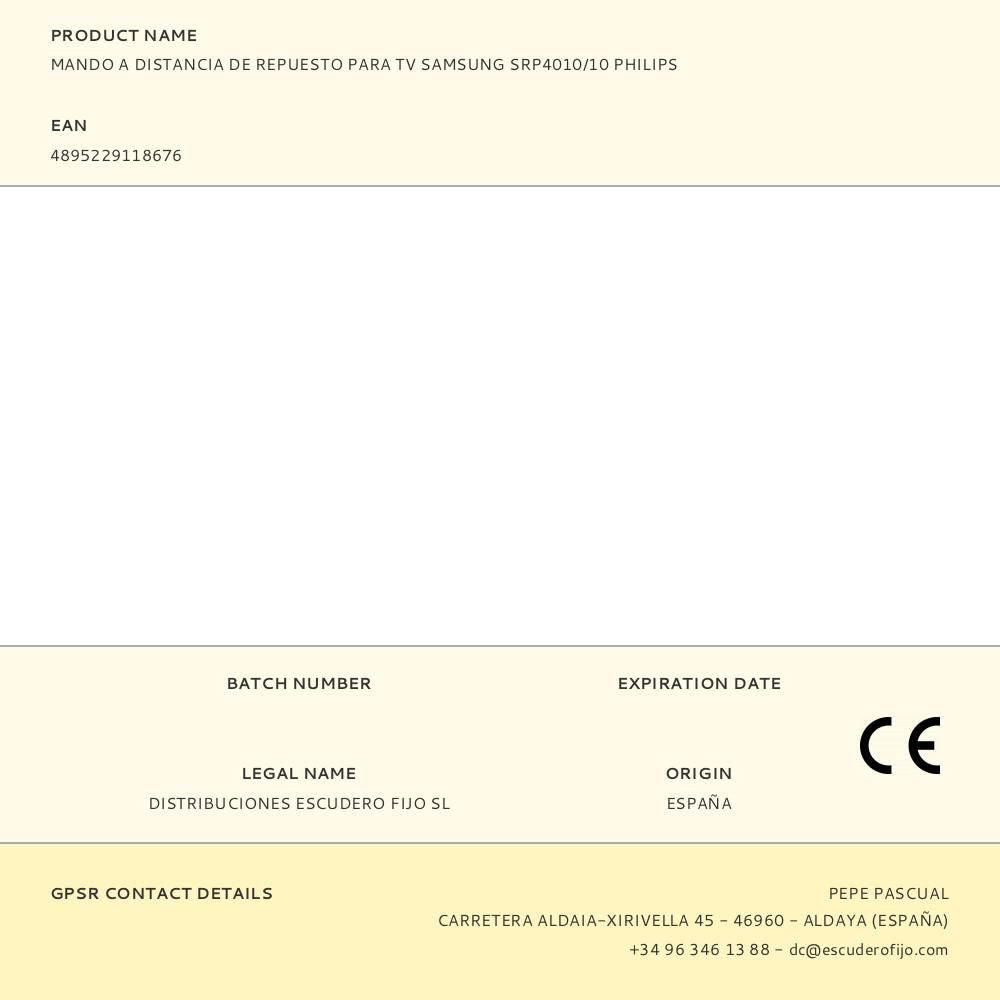 Mando a distancia de repuesto para tv samsung srp4010/10 philips