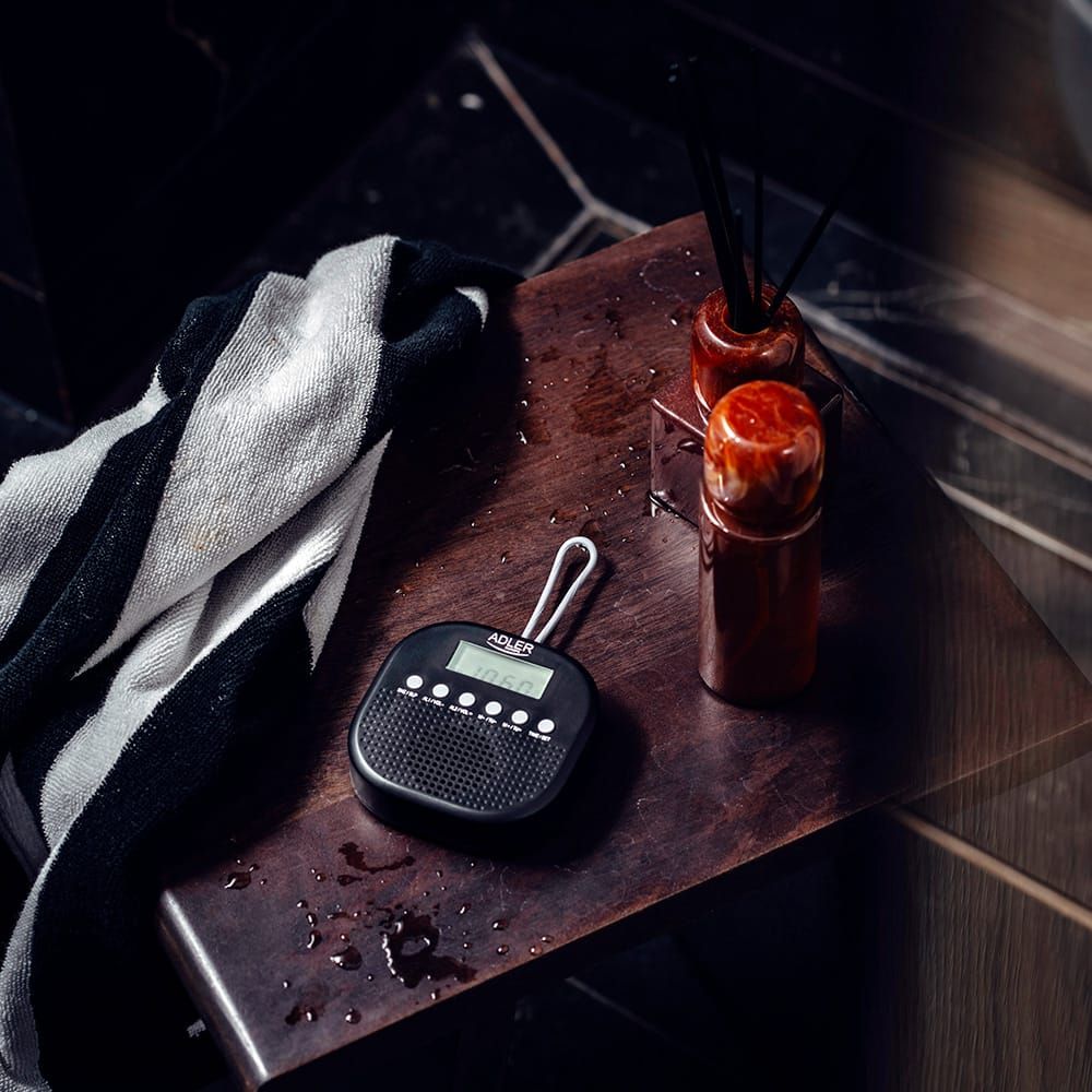 Radio fm resistente al agua ipx4 ad 1912, 9 x 9 x 2,5 cm