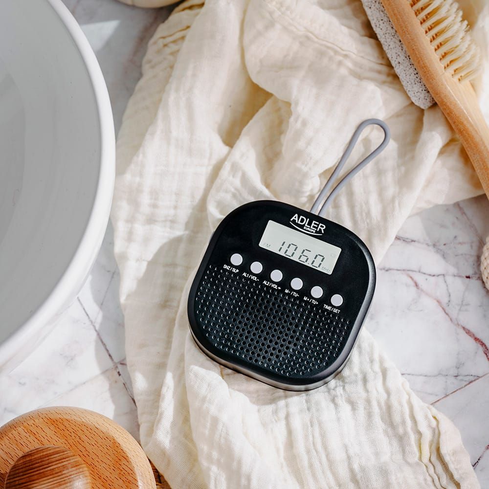 Radio fm resistente al agua ipx4 ad 1912, 9 x 9 x 2,5 cm