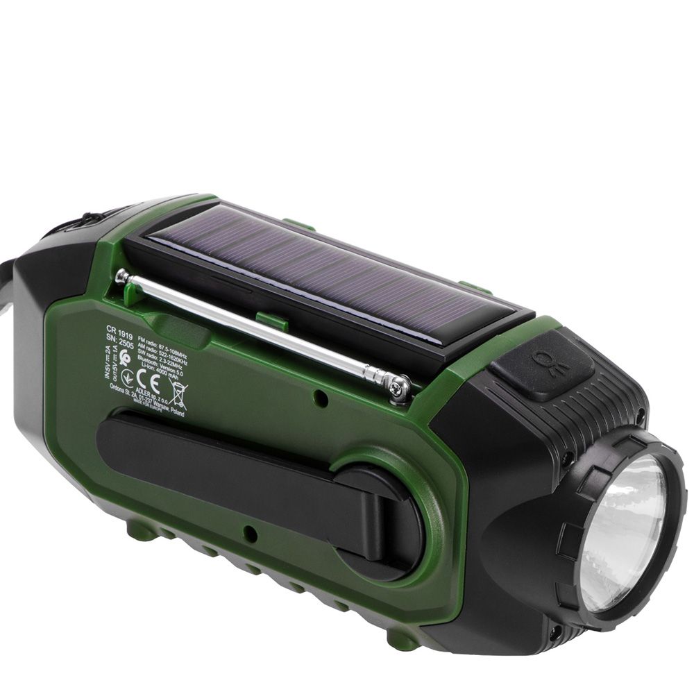 Radio emergencia multifunción solar/dinamo/usb 4000 mah cr1919, verde, 181 x 72 x 82 mm