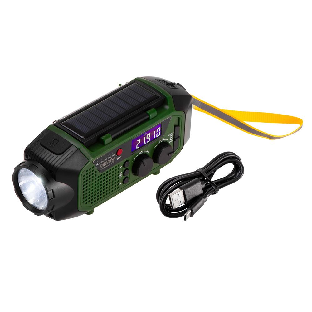 Radio emergencia multifunción solar/dinamo/usb 4000 mah cr1919, verde, 181 x 72 x 82 mm