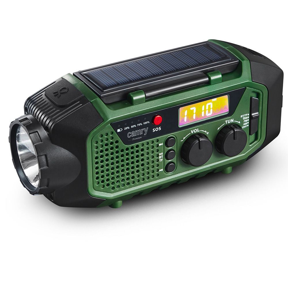 Radio emergencia multifunción solar/dinamo/usb 4000 mah cr1919, verde, 181 x 72 x 82 mm