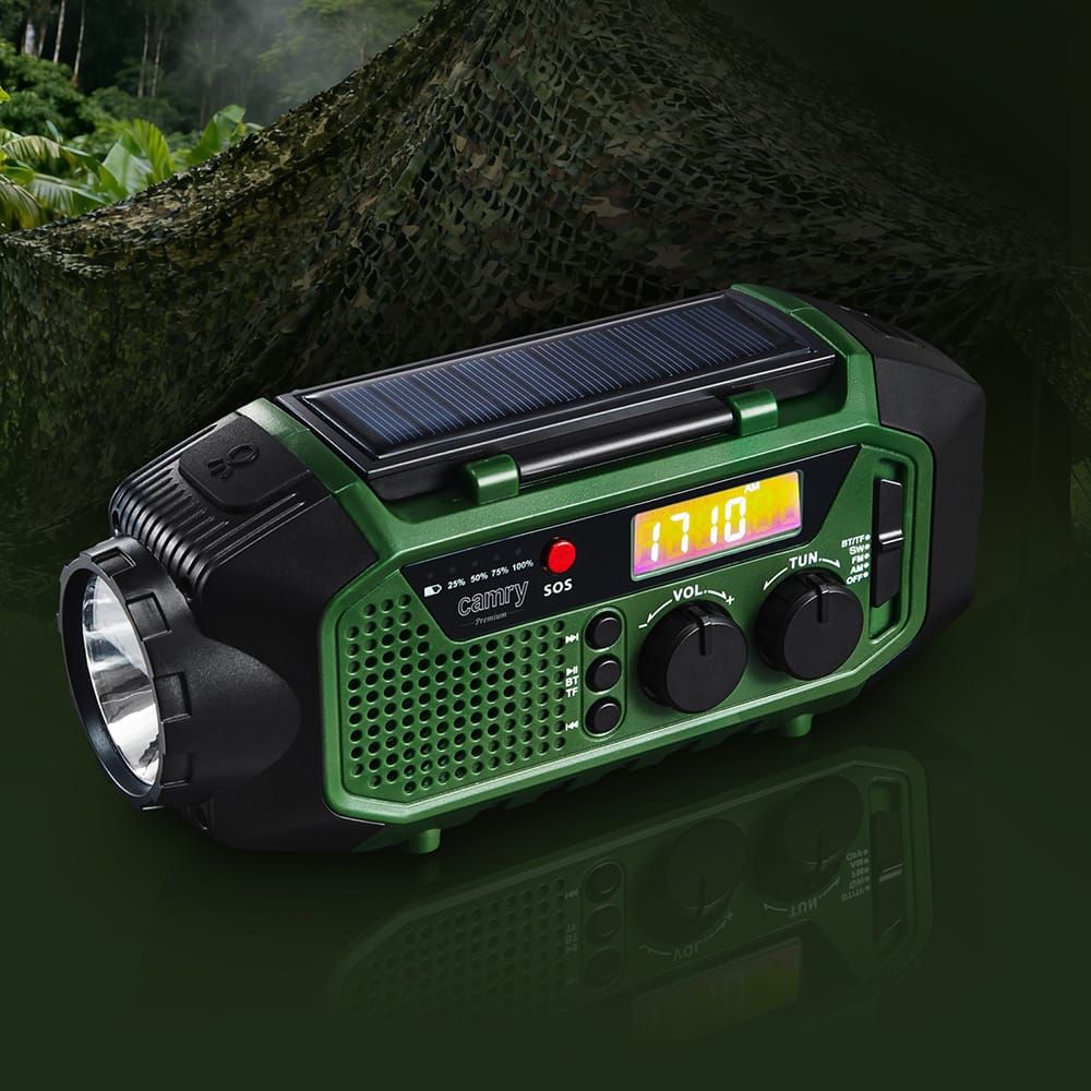 Radio emergencia multifunción solar/dinamo/usb 4000 mah cr1919, verde, 181 x 72 x 82 mm