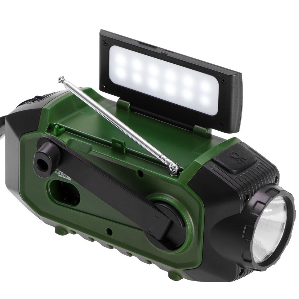 Radio emergencia multifunción solar/dinamo/usb 4000 mah cr1919, verde, 181 x 72 x 82 mm