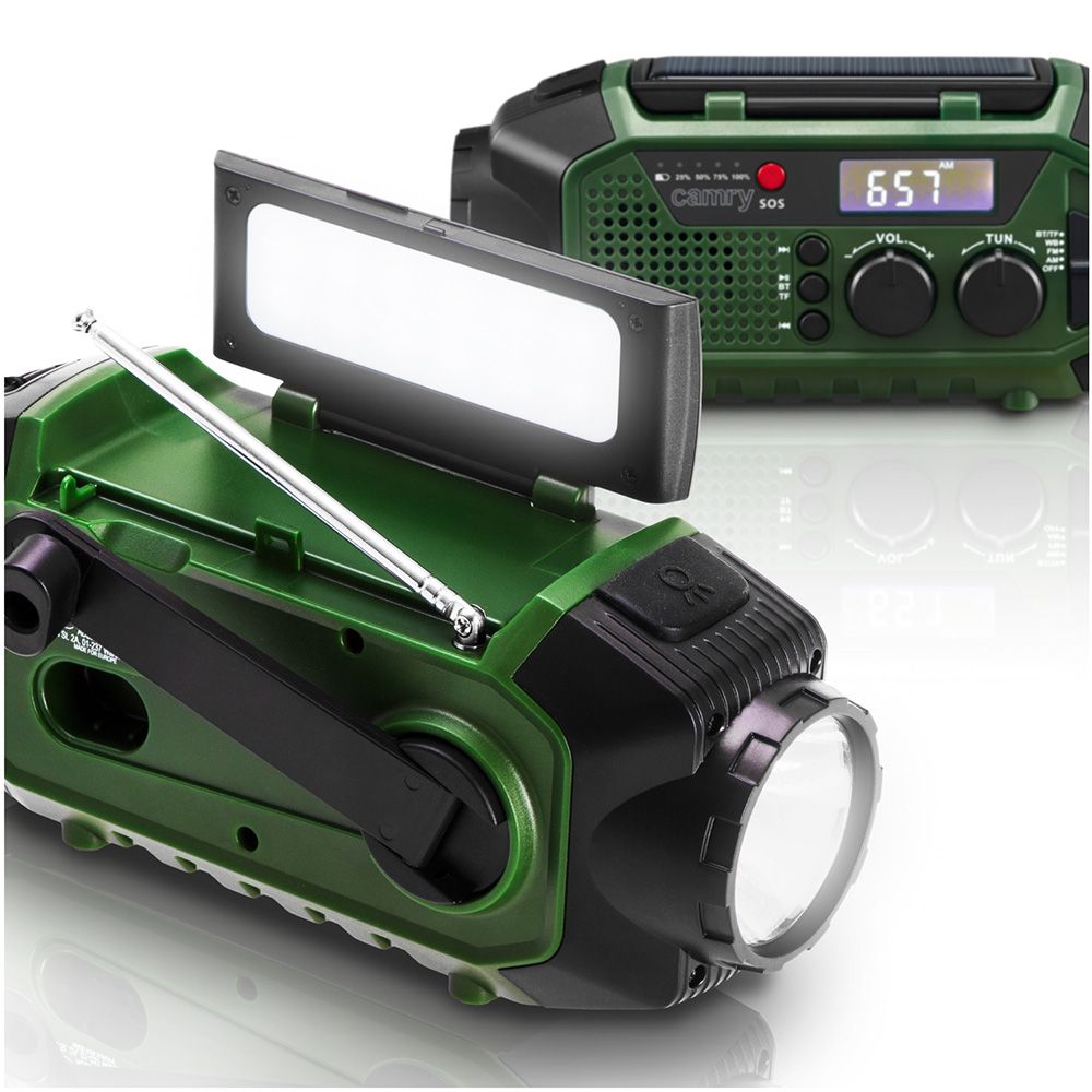 Radio emergencia multifunción solar/dinamo/usb 4000 mah cr1919, verde, 181 x 72 x 82 mm