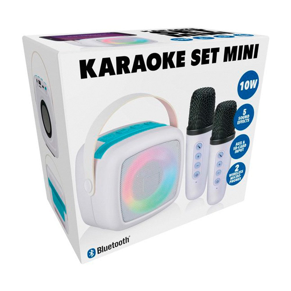 Karaoke set mini inalámbrico + 2 micrófonos, rgb, 10 w, colores surtidos, 117 x 86 x 130 mm