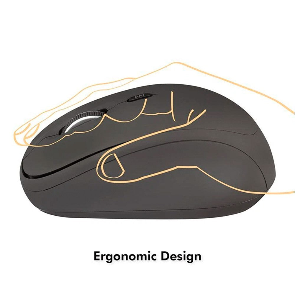 Ratón ergonómico, inalámbrico, 2,4 ghz, 1600 dpi, negro