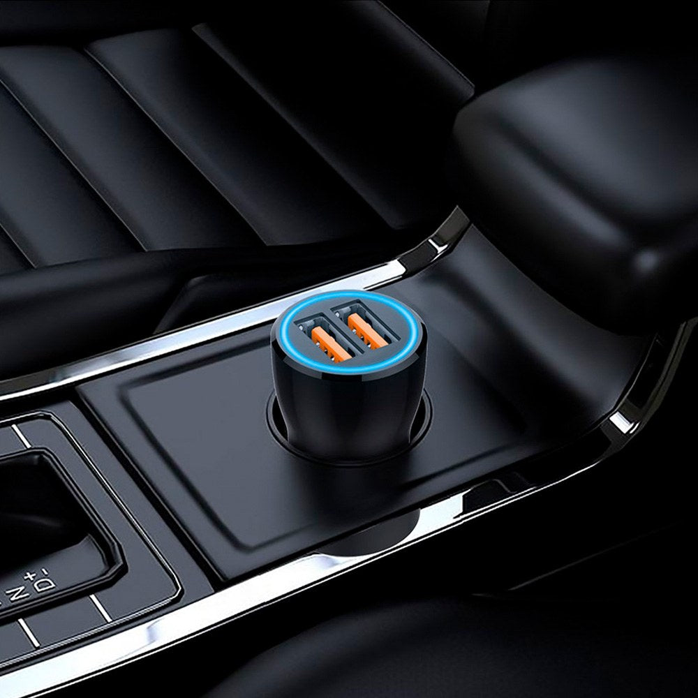 Cargador mechero coche 2 x usb-a, 12 w, negro + cable usb-c de 1 m