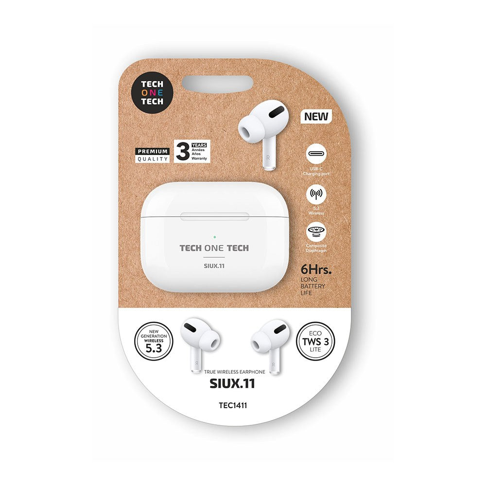 Auriculares inalámbricos bluetooth siux.11, tws 3, 6 h, blancos