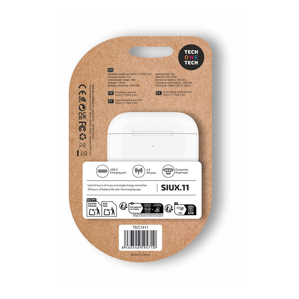 Auriculares inalámbricos bluetooth siux.11, tws 3, 6 h, blancos