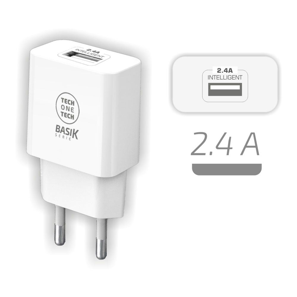 Cargador 12 w usb-a, 2,4 a blanco