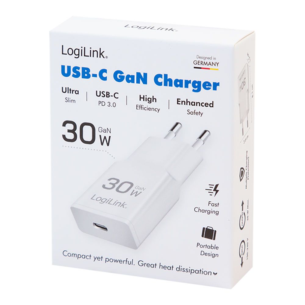 Cargador 30 w gan usb-c, blanco
