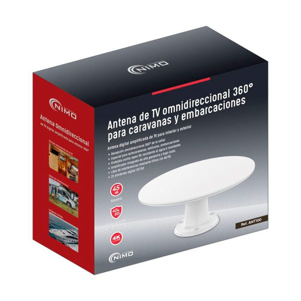 Antena omnidireccional 360° tv amplificada tdt para caravanas y embarcaciones