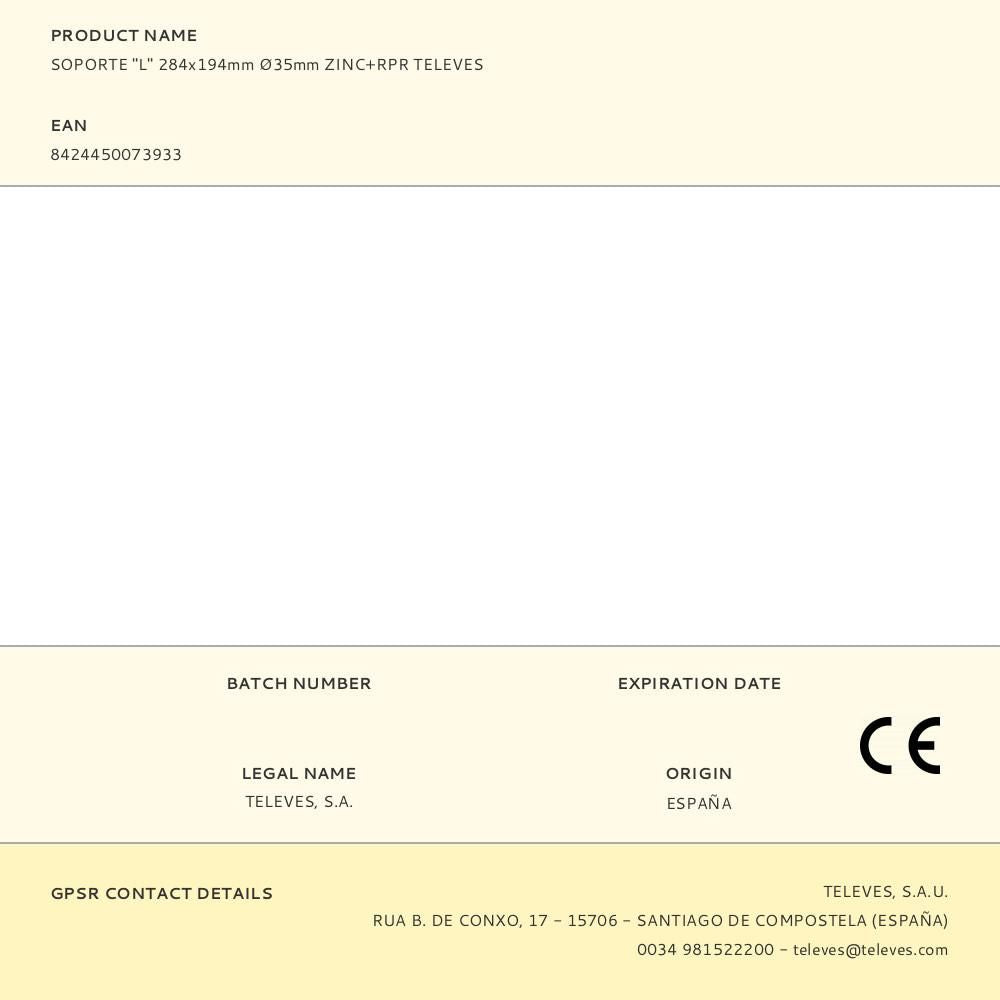 Soporte "l" 284x194mm ø35mm zinc+rpr televes