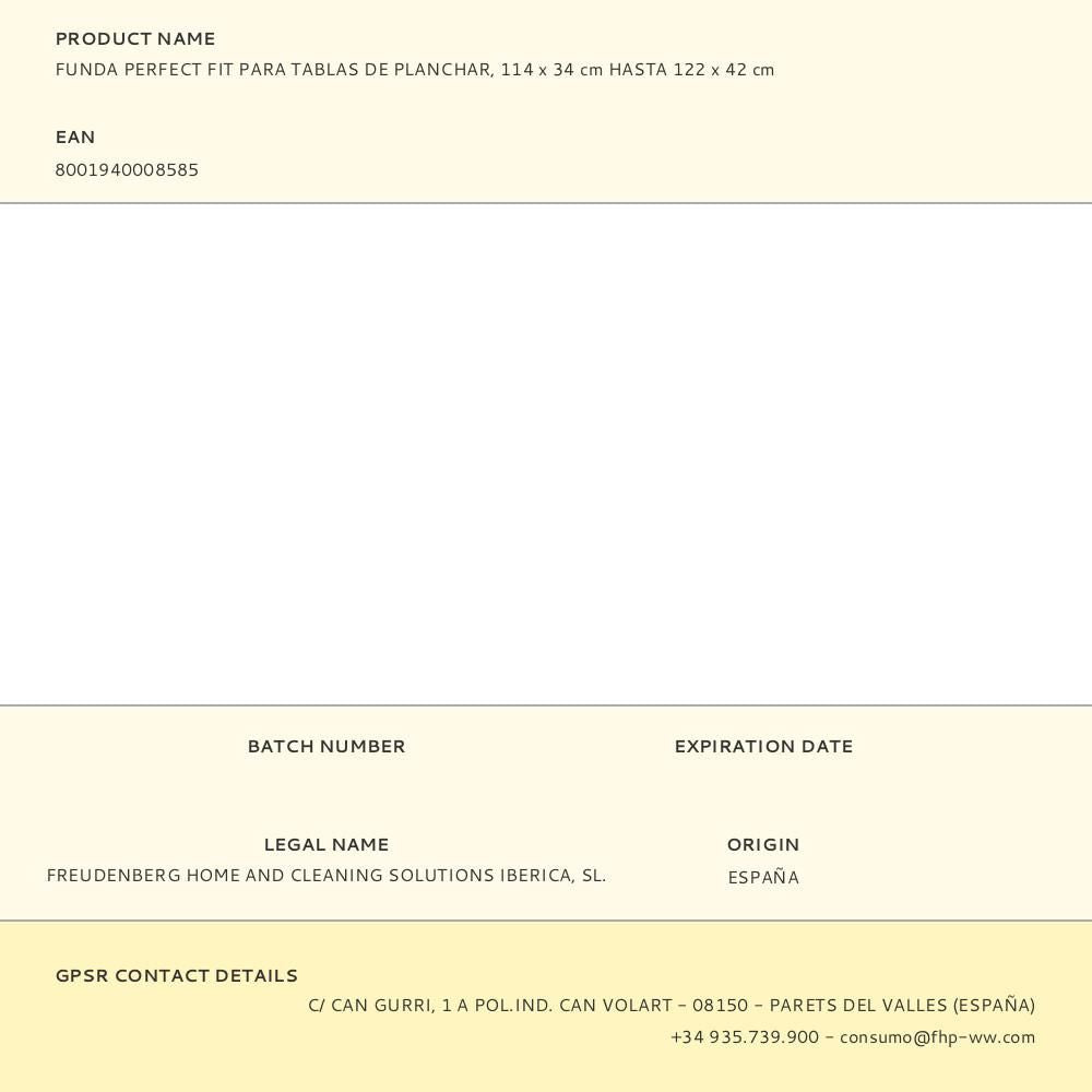 Funda perfect fit para tablas de planchar, 114 x 34 cm hasta 122 x 42 cm