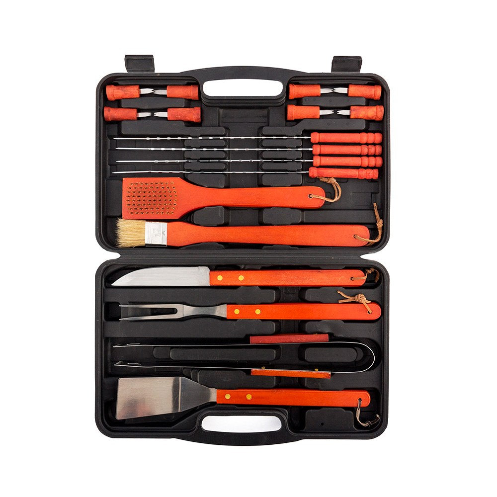 Maletín con utensilios para barbacoa, 18 piezas