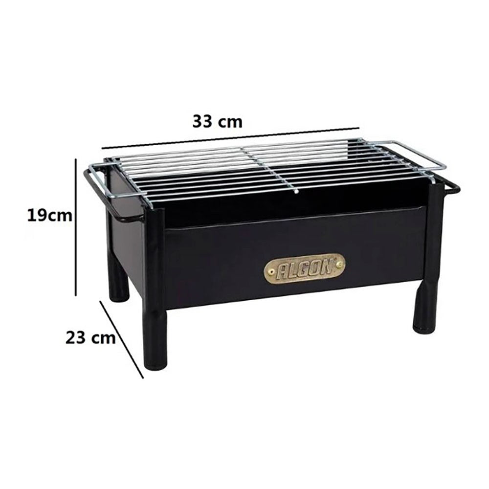 Barbacoa de sobremesa de hierro con parrilla de acero inoxidable, 33 x 23 x 19 cm