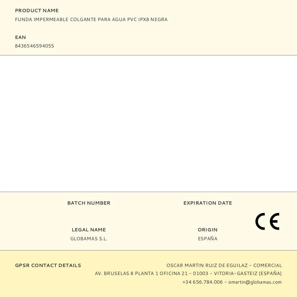 Funda impermeable colgante para agua pvc ipx8 negra