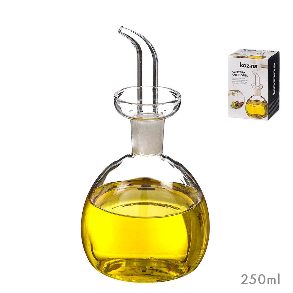 Aceitera de cristal antigoteo abombada 250 ml