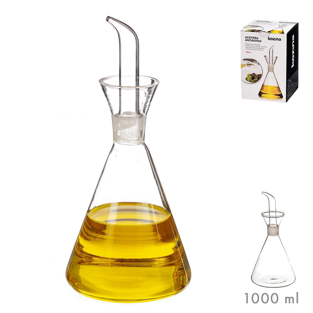 Aceitera de cristal antigoteo 1 l
