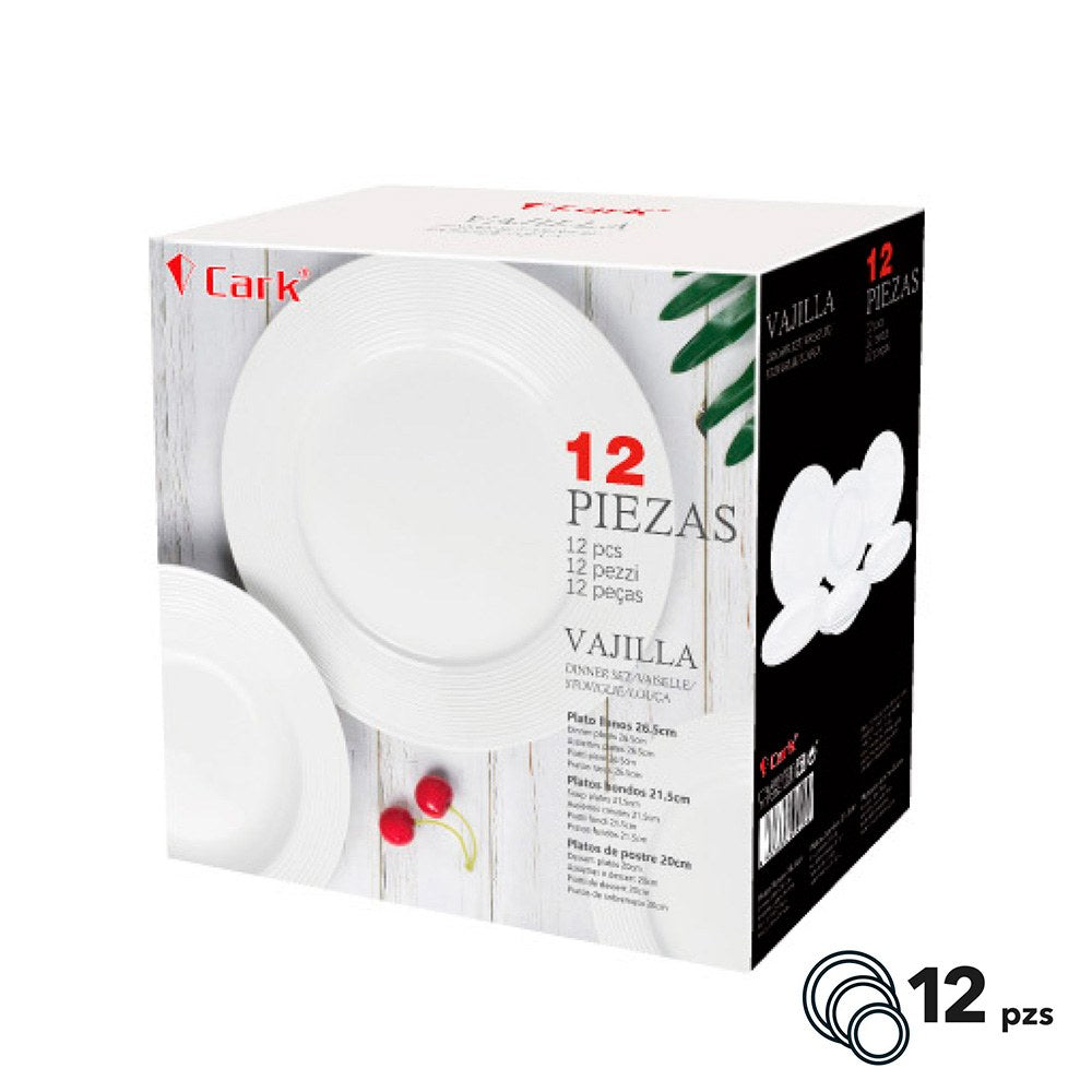 Vajilla blanca clásica, 12 piezas