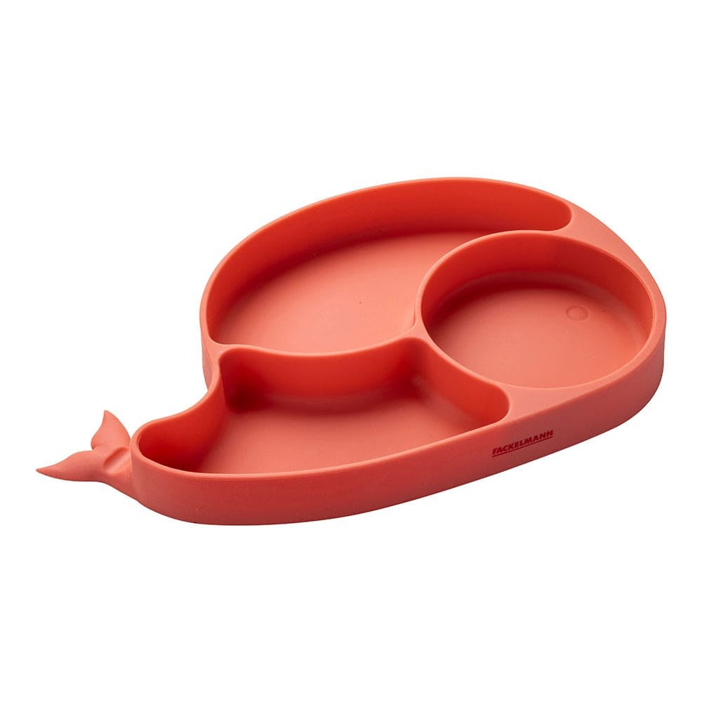 Plato con forma de ballena, coral de silicona con ventosa