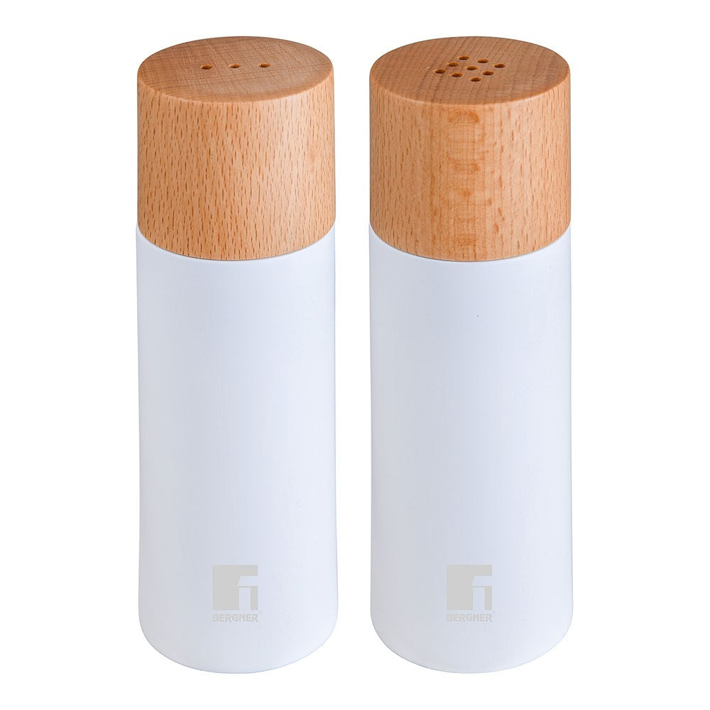 Salero y pimentero, naturally, blanco de madera haya/caucho, ø5 x 15 cm 2 uds
