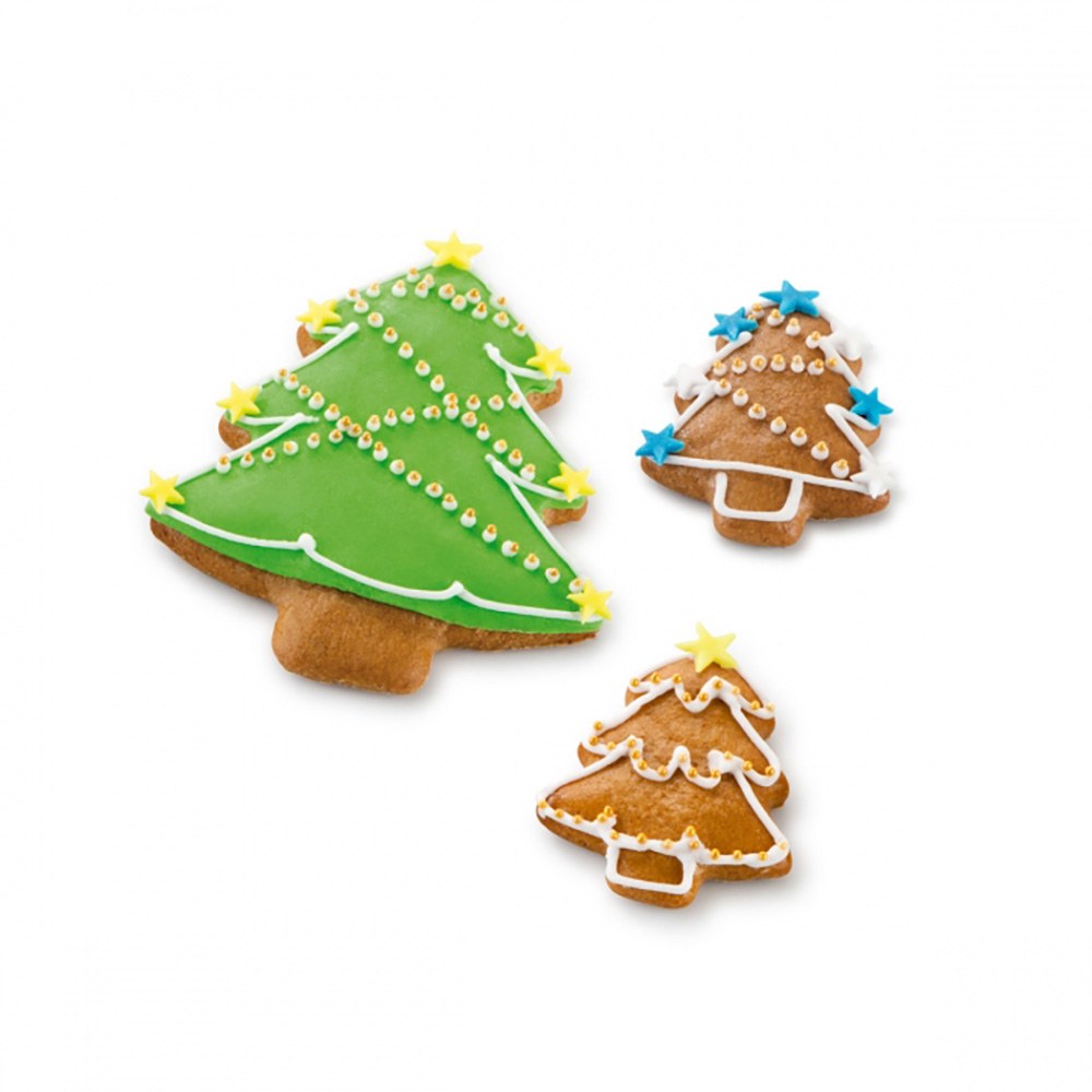 Moldes cortadores dobles en forma de árbol de navidad, delícia, 2 piezas (4 tamaños)
