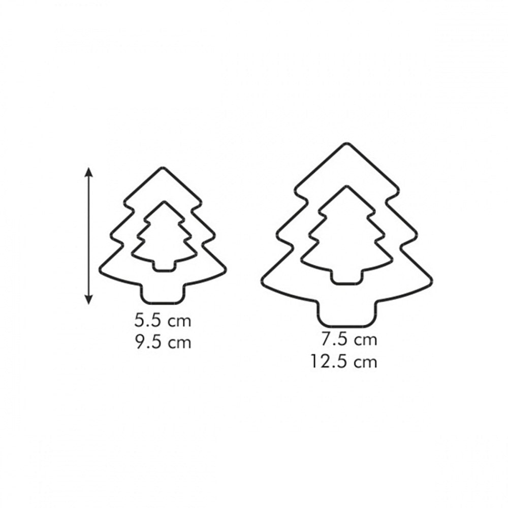 Moldes cortadores dobles en forma de árbol de navidad, delícia, 2 piezas (4 tamaños)
