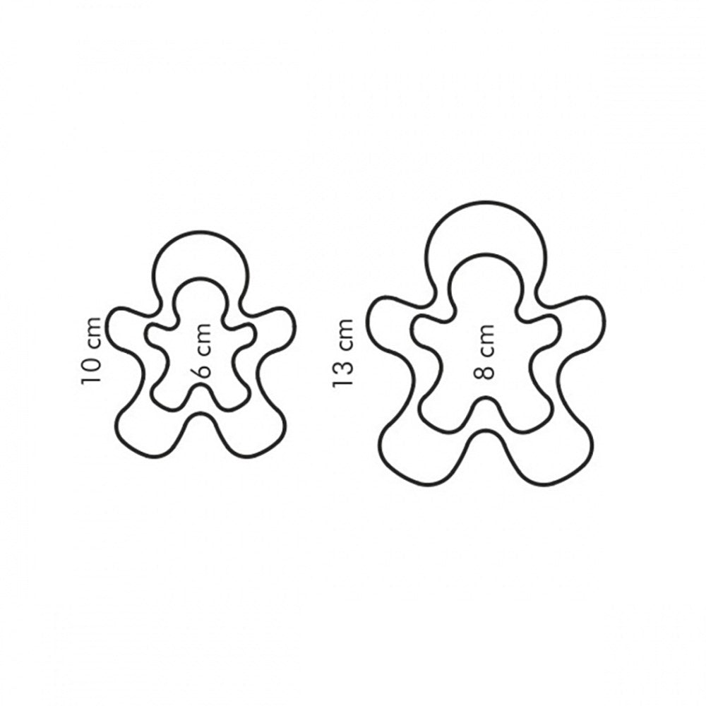 Moldes cortadores dobles en forma de muñeco de jengibre, delícia, 2 piezas (4 tamaños)