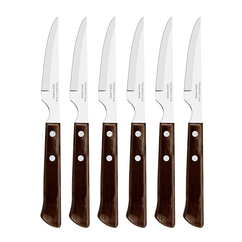 Cuchillos chuleteros polywood castaño, 6 piezas
