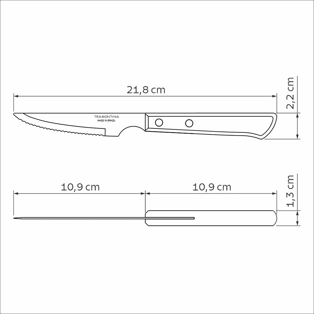 Cuchillos chuleteros polywood castaño, 6 piezas