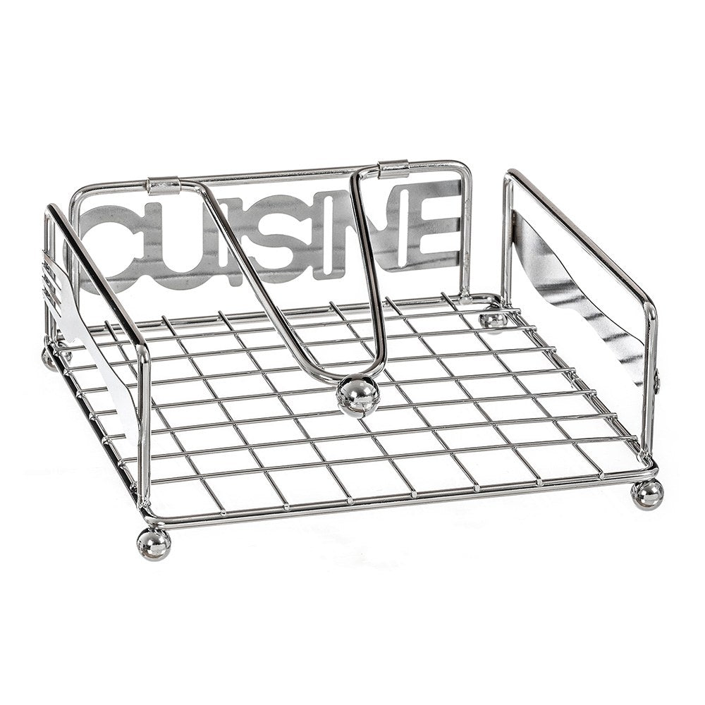 Servilletero cuisine de metal cromado 18,3 x 18,3 x 6,5 cm