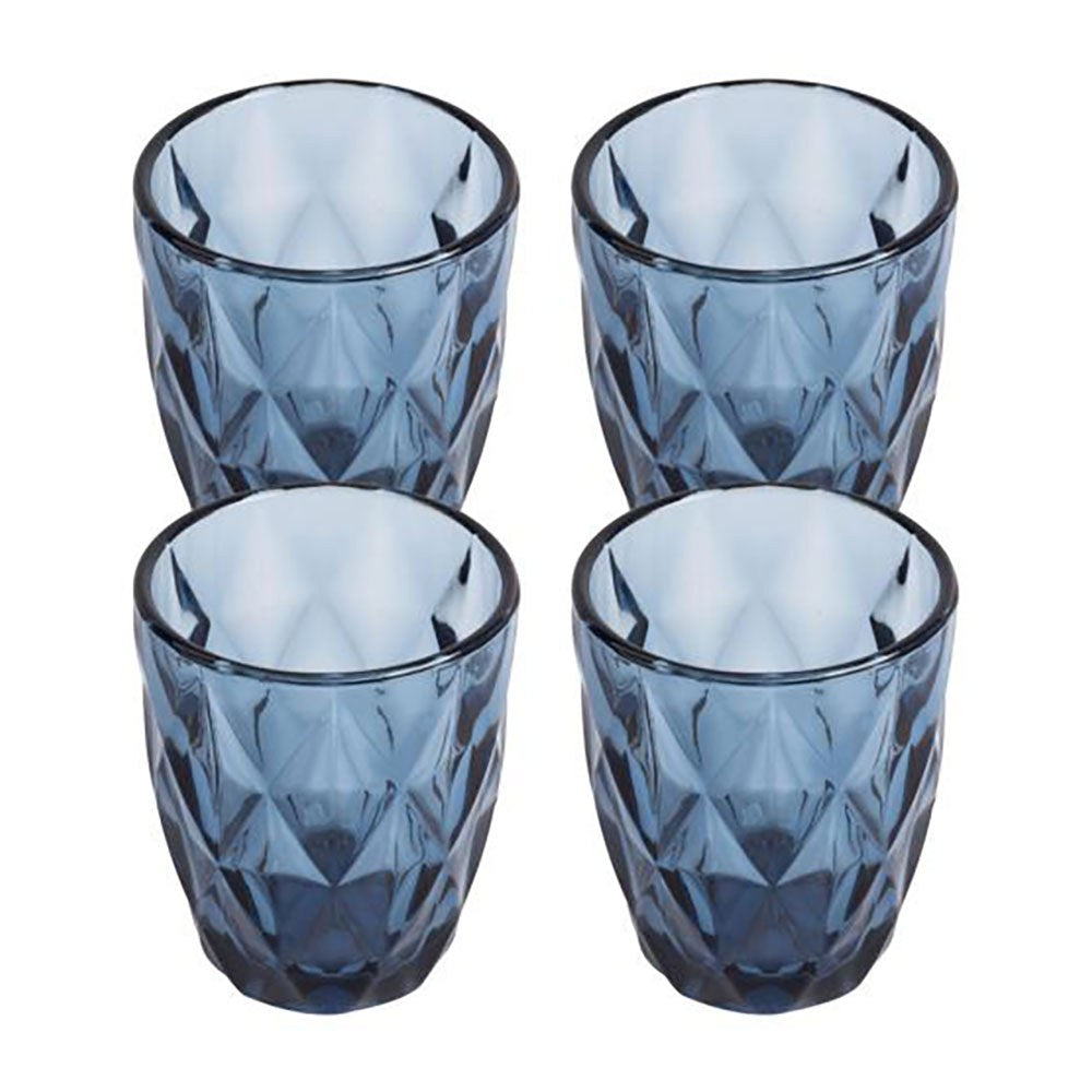 Vaso de cristal con relieve modelo aqua, 260 ml, 4 uds